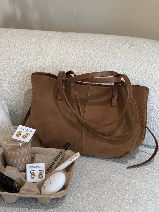 polly suede shoulder tote